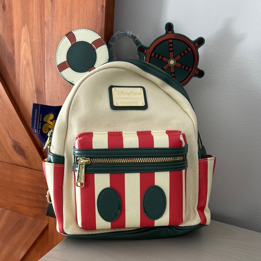 Loungefly Disney Cream and Red Striped Backpack